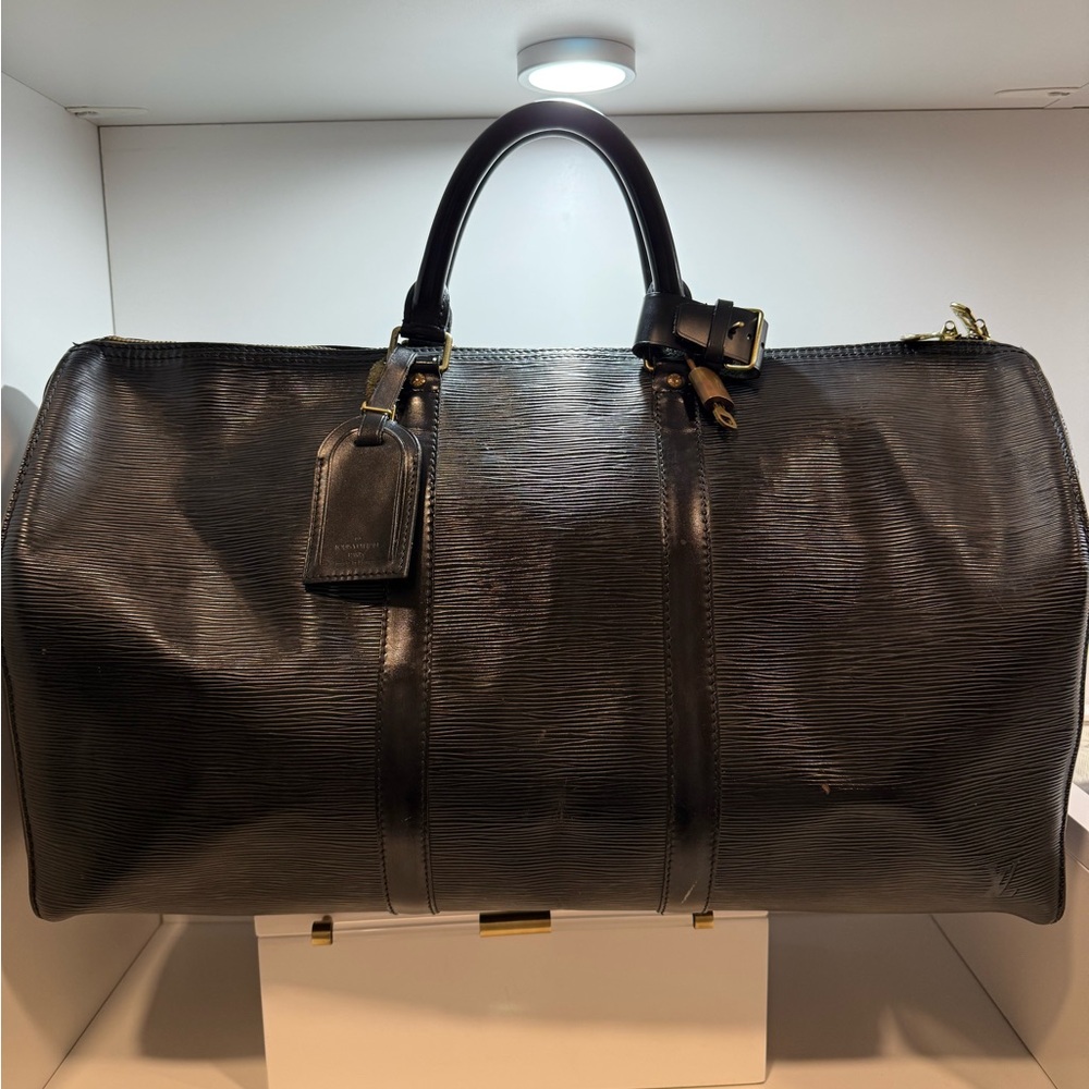 Louis Vuitton Black Epi Leather Keepall 50
